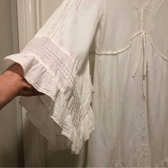 SANCTUARY White 100% Cotton Beach Vibes Dress Flared Sleeves Size XS Beautiful! - Picture 13 of 14